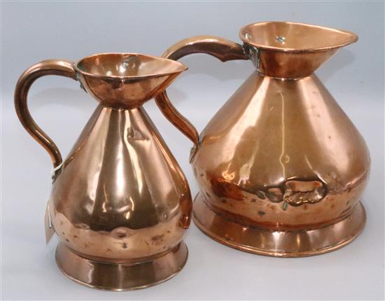 Two copper flagons